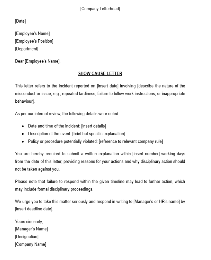 Templat Surat Tunjuk Sebab